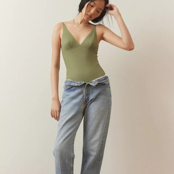 NWT UO Out From Under Fused Micro Rib Green Thong Bodysuit - Picture 4 of 5